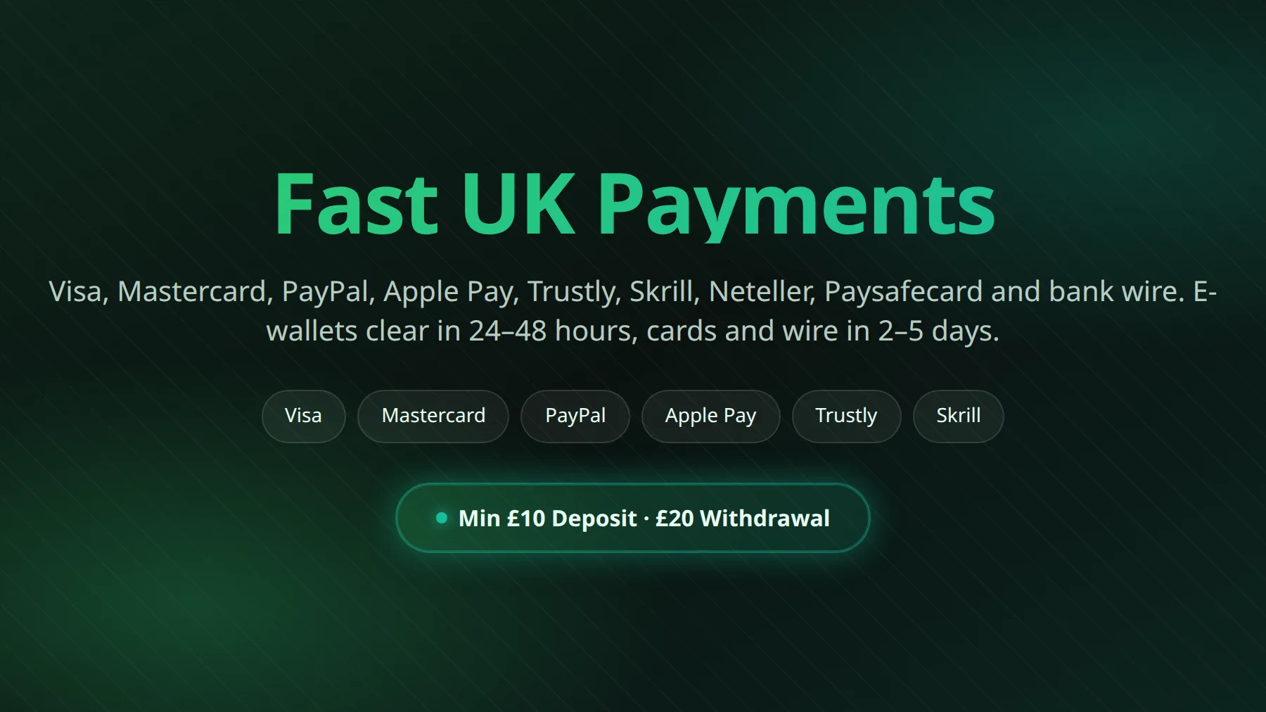 Swift Casino deposit and withdrawal payment methods overview
